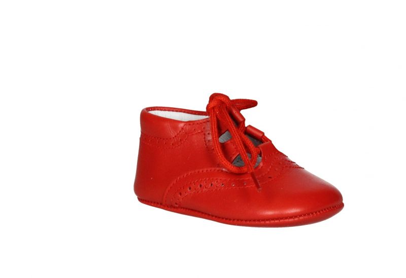 Zapato Ingles Piel Rojo Sin Lengueta
