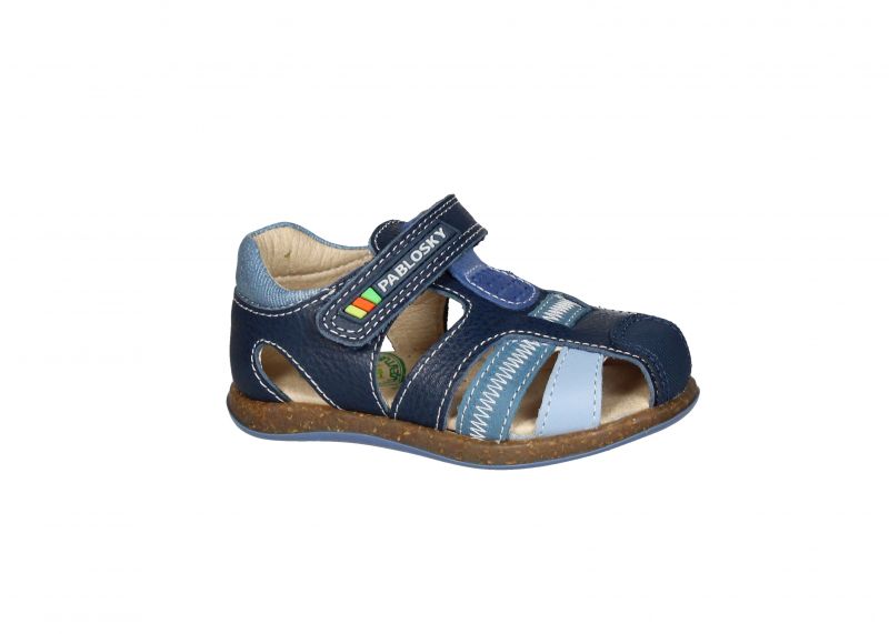 Sandalia Cubierta Velcro Piel Azul/jeans/celeste