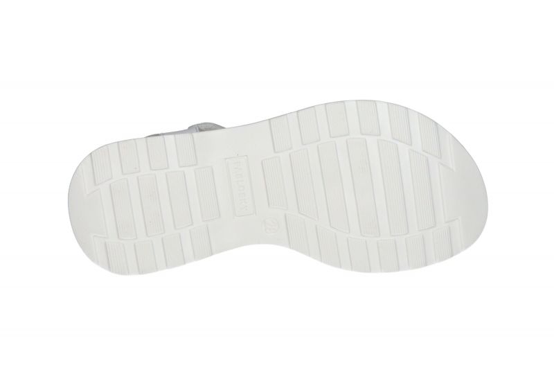 Sandalia Velcro Piel Blanco Tira Pala y Piso Brillo Multicolor