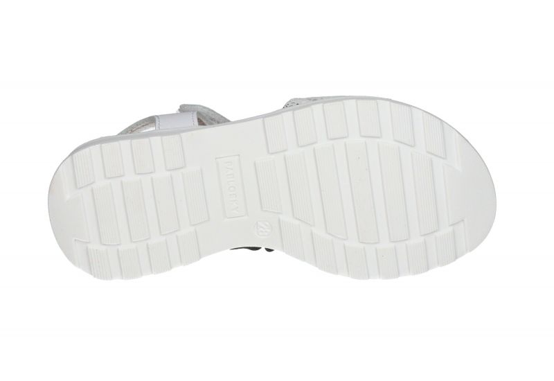 Sandalia Velcro Piel Blanco Pala Tira Estampado Plata/blanco