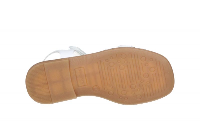 Sandalia Velcro Piel Blanco Pala Tira Calados y Brillantes