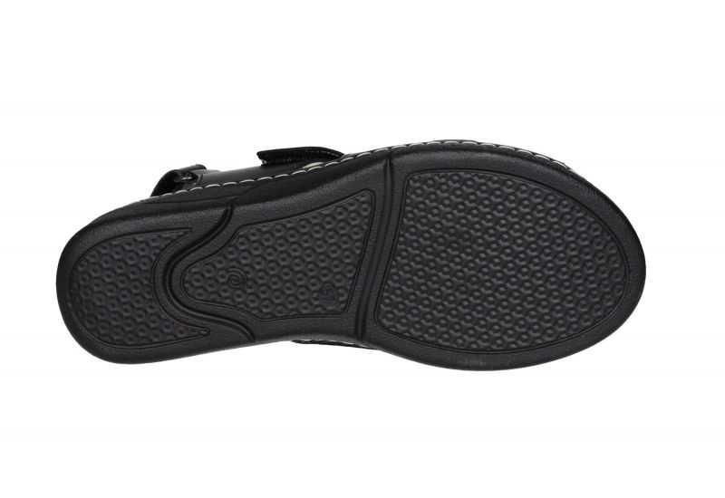 Sandalia Piel Negro 2 Velcros Tiras Entrecruzadas