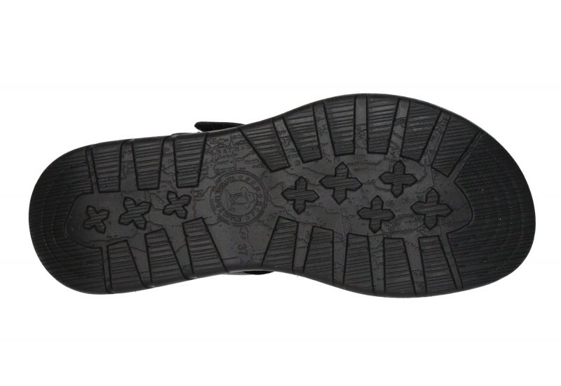 Sandalia Velcros Piel Negro Tres Tiras Piso Grueso