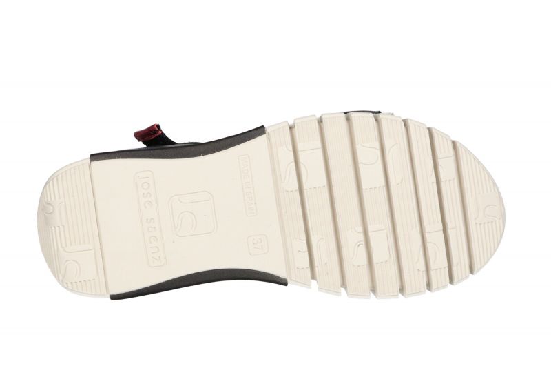 Sandalia Piel Negro/blanco Velcros Dos Tiras Filos Rosa Metal Plataforma