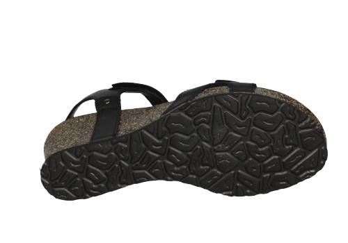 Sandalia Piel Negro 2 Velcros CuÑa Corcho