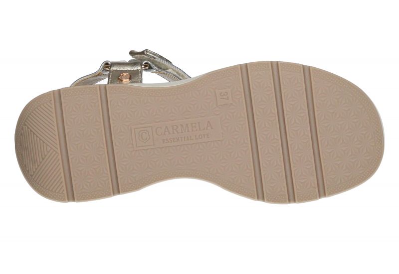 Sandalia Piel Velcro Plata/oro Tiras Cruzadas Piso Goma