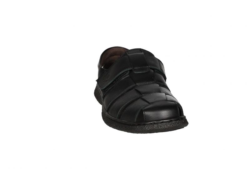 Sandalia Cerrada Piel Negro Velcro