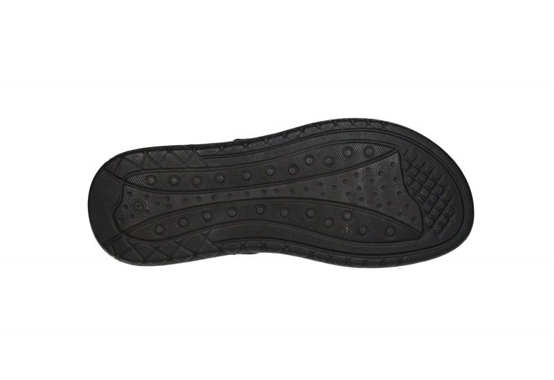 Sandalia Piel Negro Tiras Velcro Piso Goma