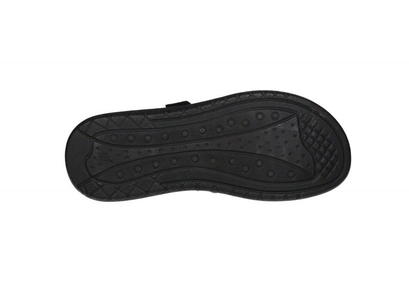 Sandalia Cubierta Piel Negro Velcro Aberturas Laterales