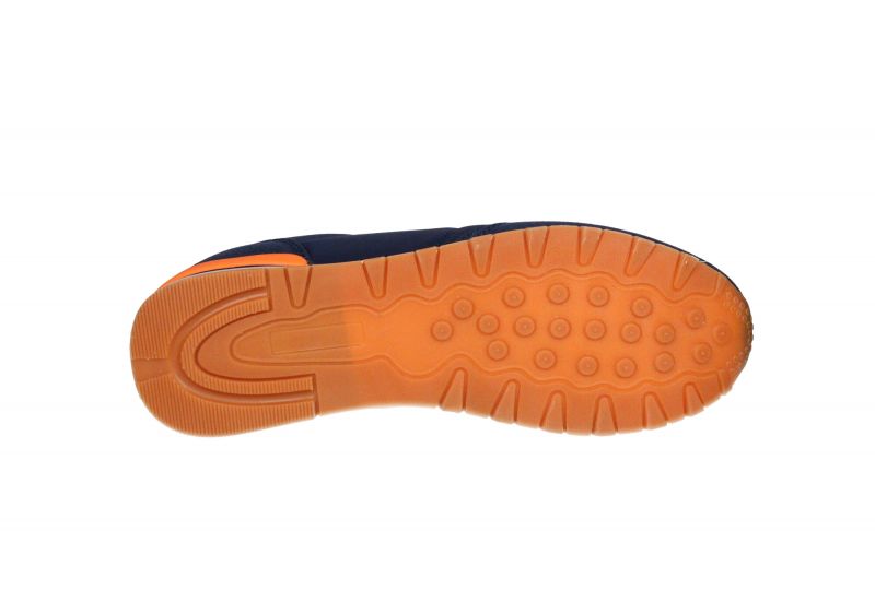 Sneaker Nobuck/nylon Azul Cordones y Pieza Talon Naranja