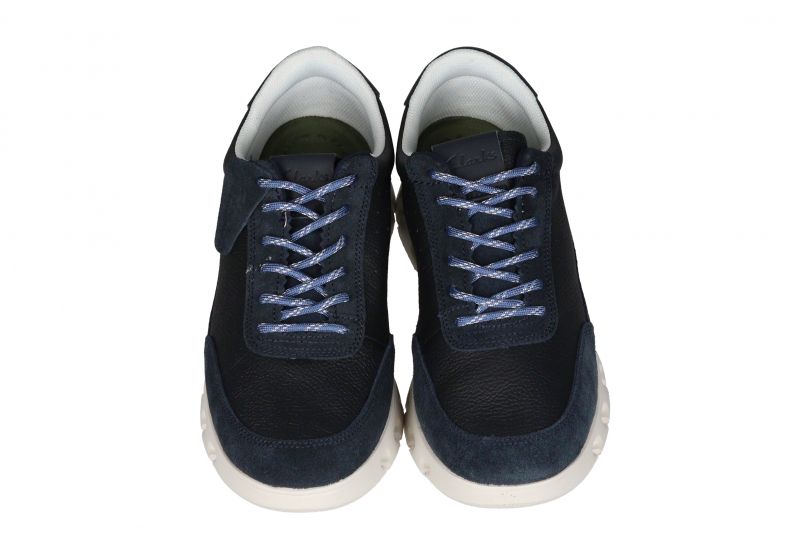 Sneaker Piel/nobuck Azul Piso Blanco