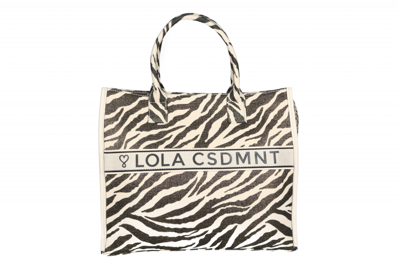 Shopper Tejido Beige Estampado Cebra/leopardo Banda Logo
