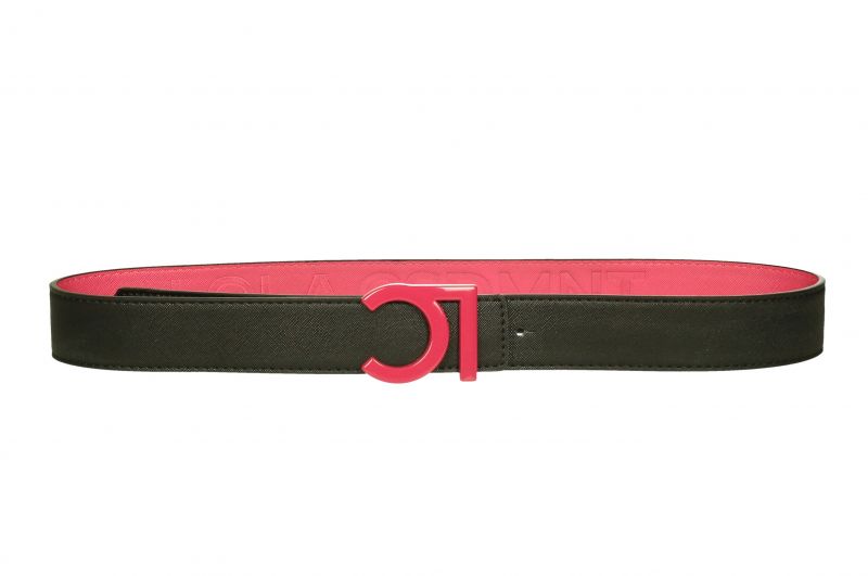 Cinturon Fuxia/negro Reversible Hebilla Lc