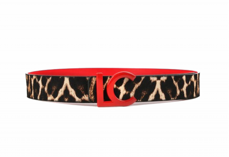 Cinturon Reversible Animal Print/rojo Hebilla Lc Lacada Al Tono