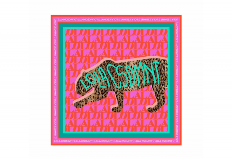 PaÑuelo Rosa/verde Estampado Letras Leopardo Animal Print