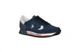 Sneaker Nobuck/nylon Azul Pieza Talon Gris-blanco