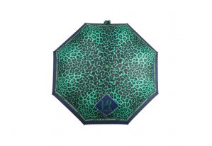 Paraguas Verde/negro Animal Print y Borde Azul Automatico