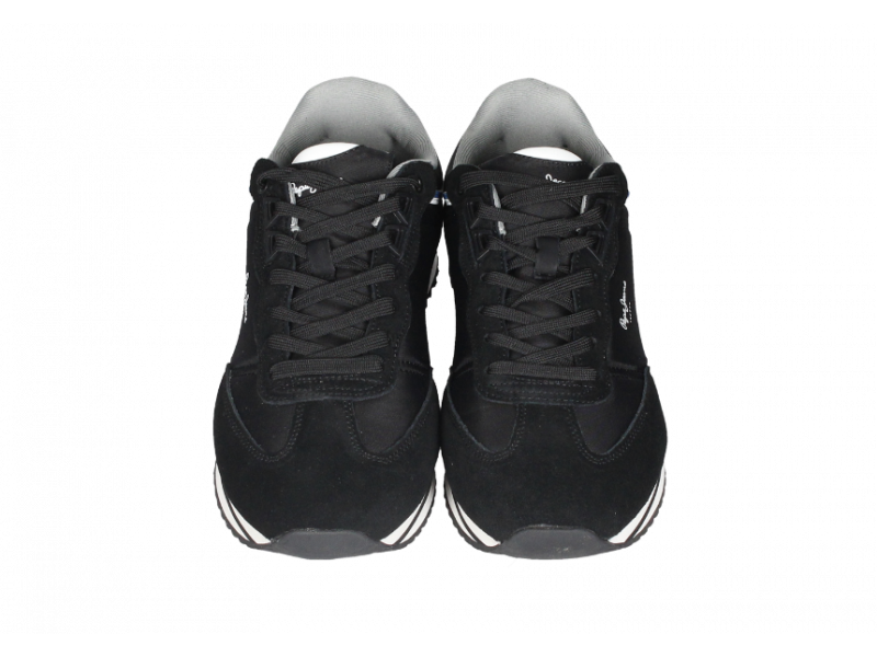 Sneaker Nobuck/nylon Negro Piso Blanco