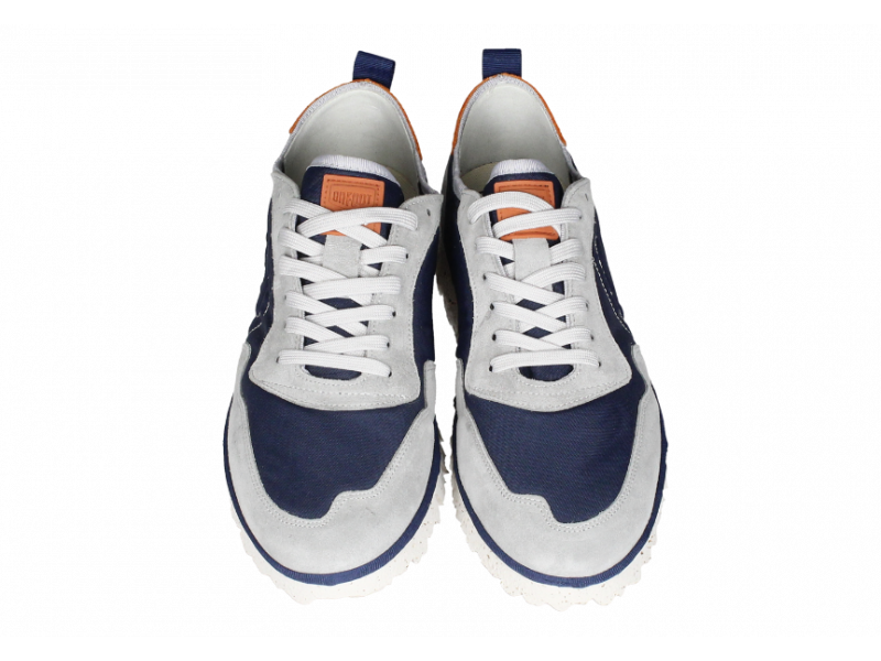 Sneaker Nobuck/nylon Gris-azul Pieza Talon Naranja