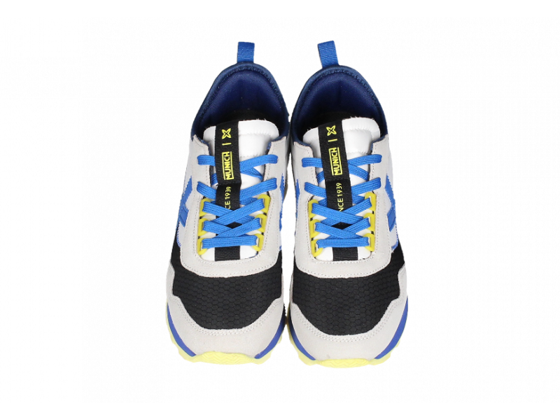 Sneaker Nobuck/nylon Gris-negro-blanco-azul Talon Amarillo