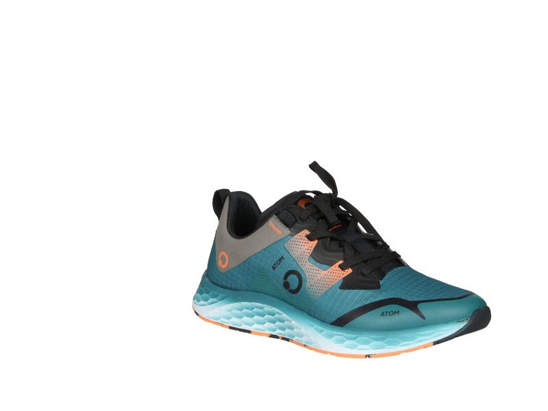 Sneaker Atom Azul Petroleo/naranja/negro Cuello Gris