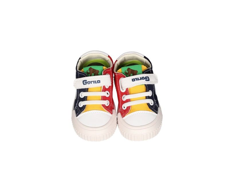 Sneaker Velcro Lona Azul/rojo/amarillo/blanco Cordon Elastico
